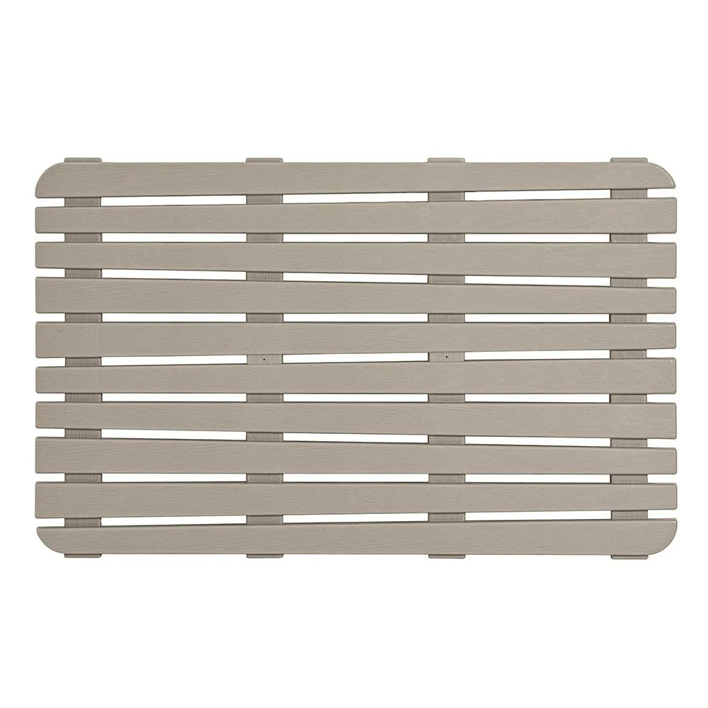 Pedana doccia antiscivolo 80x50 cm tortora con effetto legno in plastica