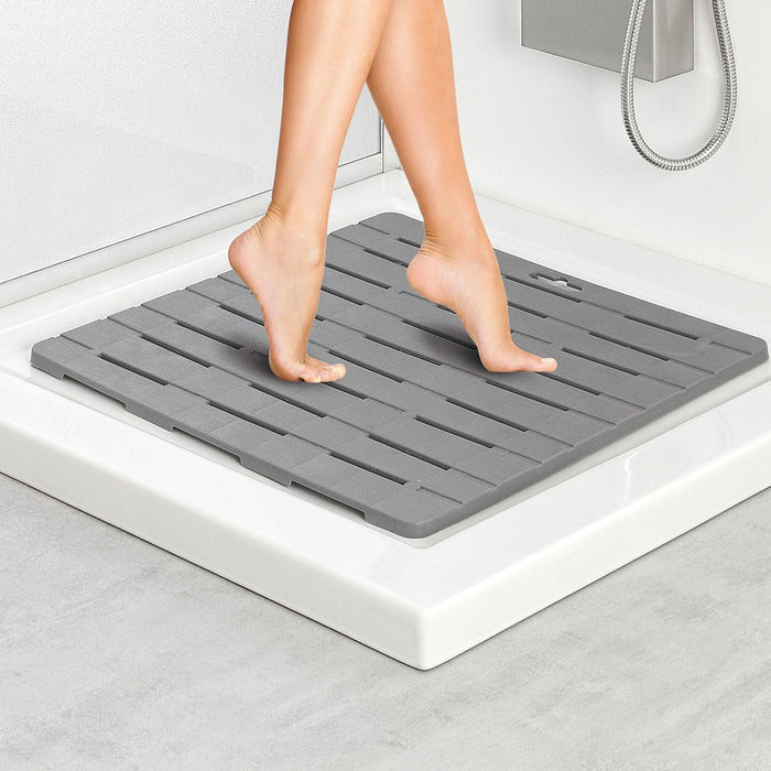 Pedana Doccia Bianca 55 x 55 in Plastica con Gommini Antiscivolo