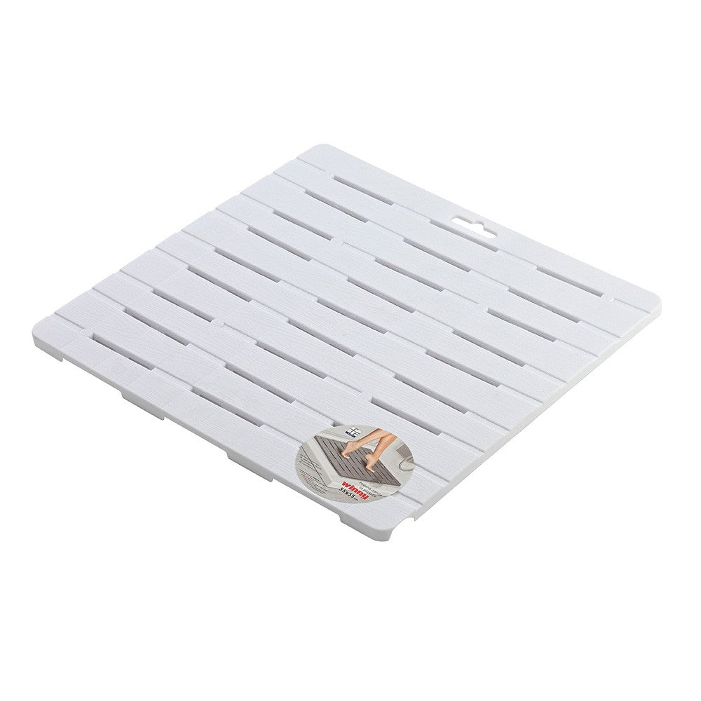 Pedana Doccia Bianca 55 x 55 in Plastica con Gommini Antiscivolo