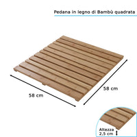 Pedana doccia in legno di bambù 58x58 cm quadrata