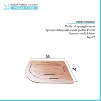 Pedana doccia in legno marino 74x55 cm lato destro per piatto doccia 70x90