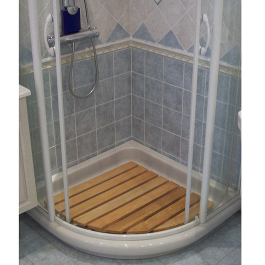 Pedana doccia lato 63 cm in legno per piatto doccia angolare lato 80