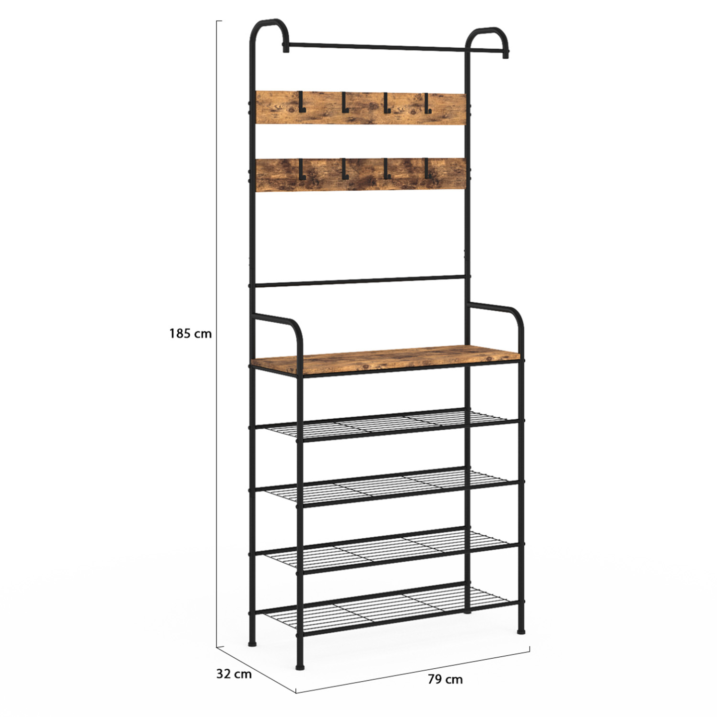 IDMarket - PEDRO armario recibidor con 5 estantes 79 cm diseño industrial
