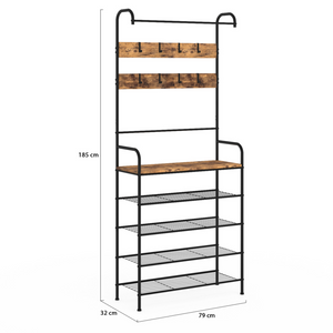 IDMarket - PEDRO armario recibidor con 5 estantes 79 cm diseño industrial