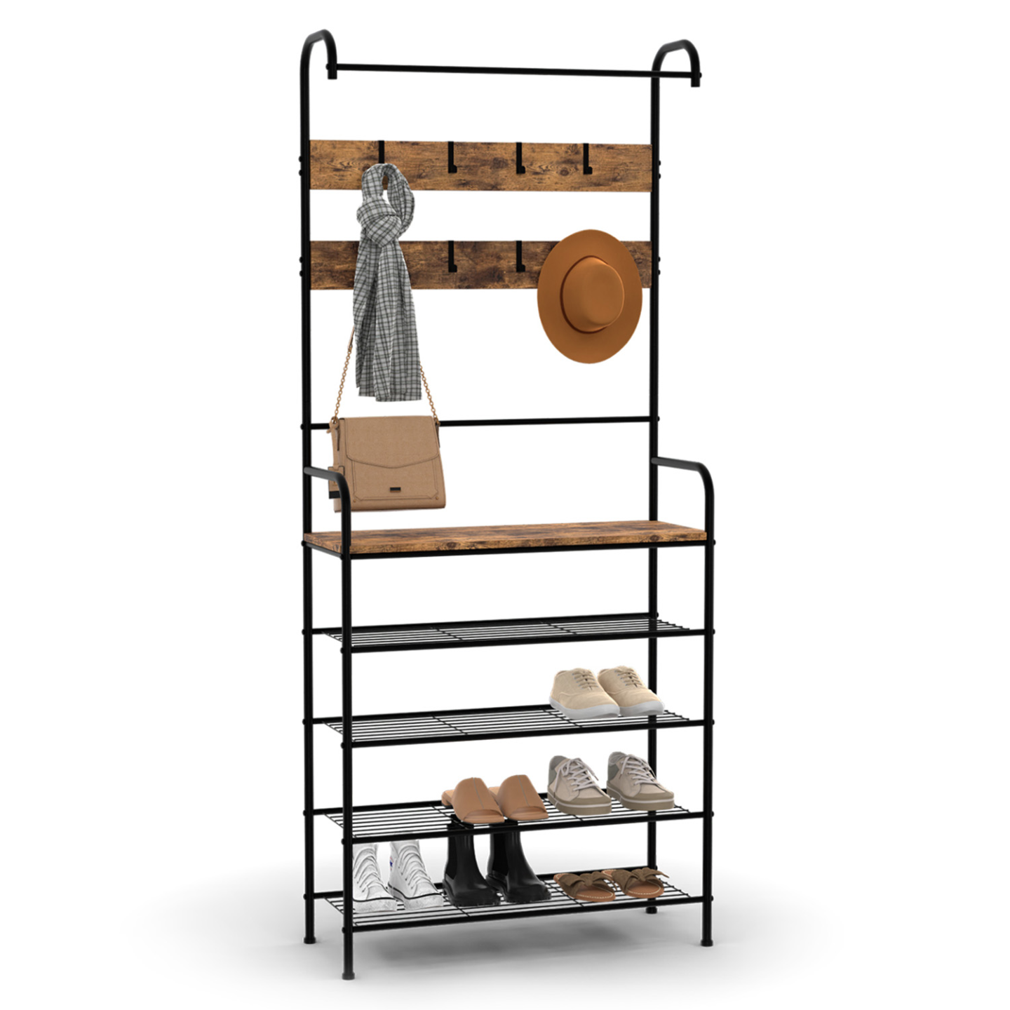 IDMarket - PEDRO armario recibidor con 5 estantes 79 cm diseño industrial