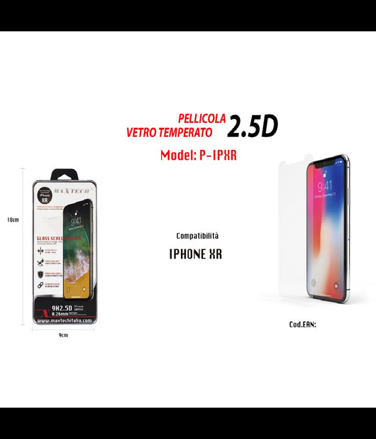 Pellicola Compatibile Per Iphone Xr In Vetro Temperato Maxtech P-ipxr         