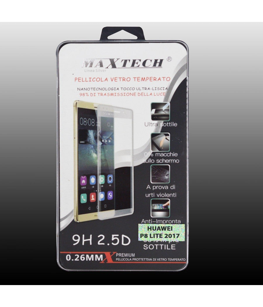 Pellicola In Vetro Temperato Per Huawei P8 Lite 2017 Salva Display Maxtech P-p8 Lite 2017         
