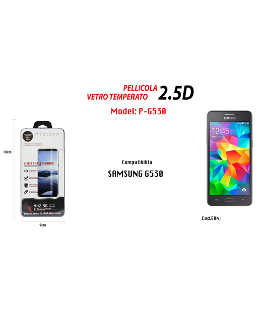 Pellicola In Vetro Temperato Per Samsung Grand Prime G530 Antiurto Maxtech P-g530         
