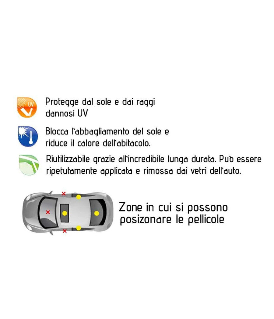 Pellicola Oscurante Parasole Per Vetri Finestrini Auto Automobile  75 X 300 Cm         