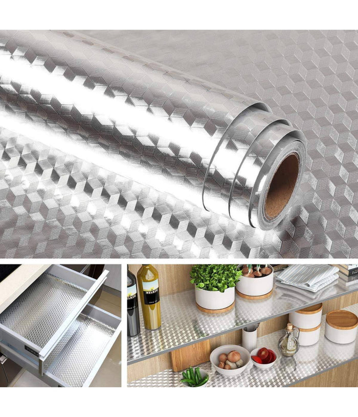 Pellicola Protettiva Adesiva Per Cucina Foglio Carta Alluminio Impermeabile 40x2         