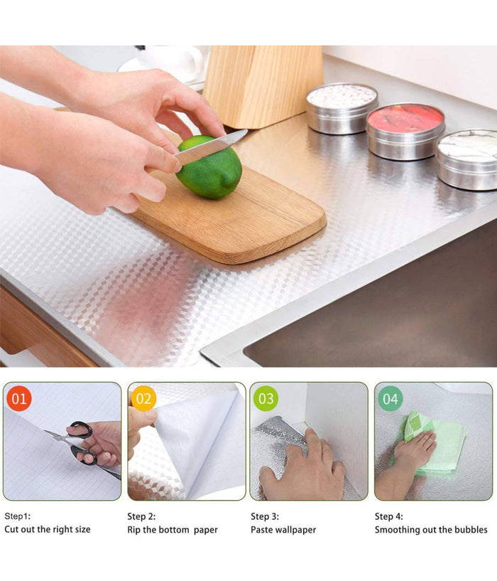 Pellicola Protettiva Adesiva Per Cucina Foglio Carta Alluminio Impermeabile 40x2         