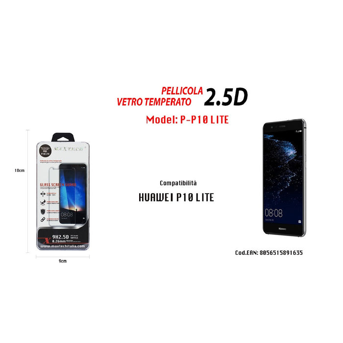 Trade Shop - Pellicola Protettiva Per Huawei P10 Lite Vetro Temperato Schermo Maxtech P-p10 Lite -