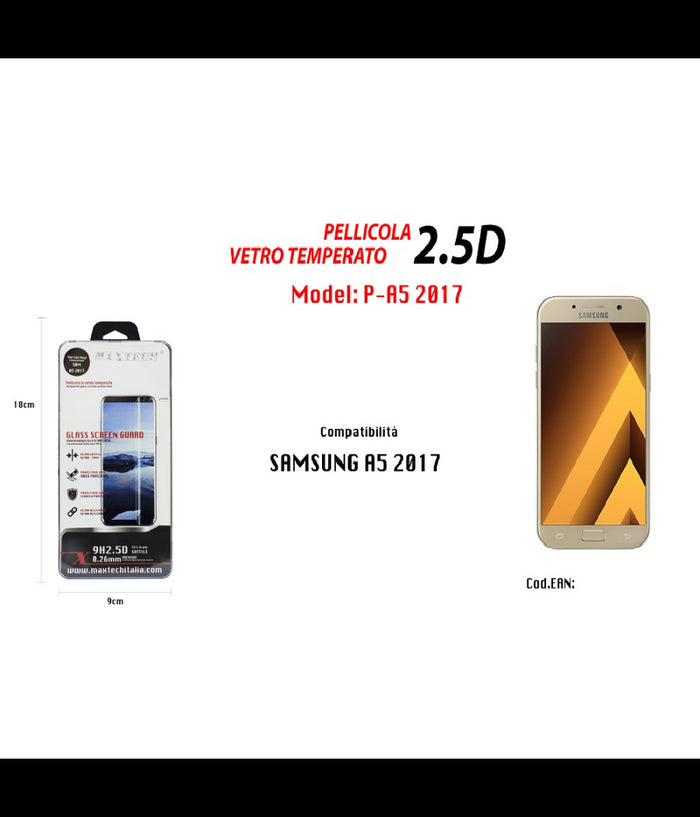 Pellicola Protettiva Vetro Temperato Per Samsung Galaxy A5 2017 Maxtech P-a5 2017         