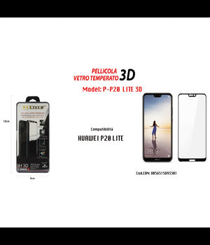 Pellicola Vetro Temperato 3d Huawei P20 Lite Nero Protezione Totale Maxtech P-p20 Lite 3d         