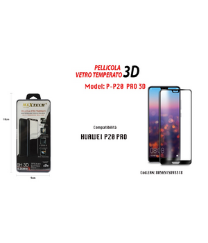 Pellicola Vetro Temperato 3d Huawei P20 Pro Nero Copertura Totale Maxtech P-p20 Pro 3d         