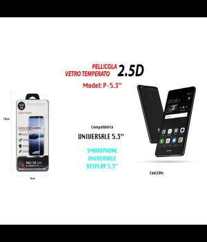 Pellicola Vetro Temperato Anti Colpi Resistente Universale 5.3" Maxtech P-5.3"         