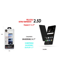 Pellicola Vetro Temperato Glass Universale Protezione Display 4,7" Maxtech P-4.7"         