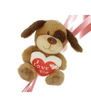 Peluche Cane Con Cuore Scritta "i Love You" 30cm Idea Regalo San Valentino 93703         