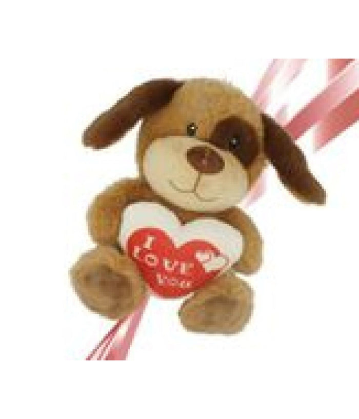 Peluche Cane Con Cuore Scritta "i Love You" 30cm Idea Regalo San Valentino 93703         