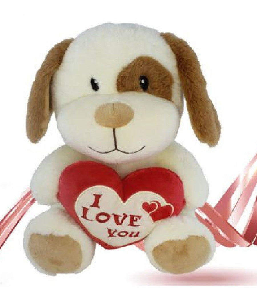 Peluche Cane Con Cuore Scritta "i Love You" 30cm Idea Regalo San Valentino 93703         