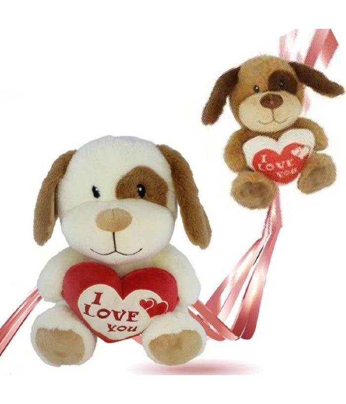 Peluche Cane Con Cuore Scritta "i Love You" 30cm Idea Regalo San Valentino 93703         