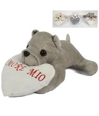 Peluche Cane Sdraiato Con Cuore Amore Mio Cagnolino San Valentino Colori Vari         