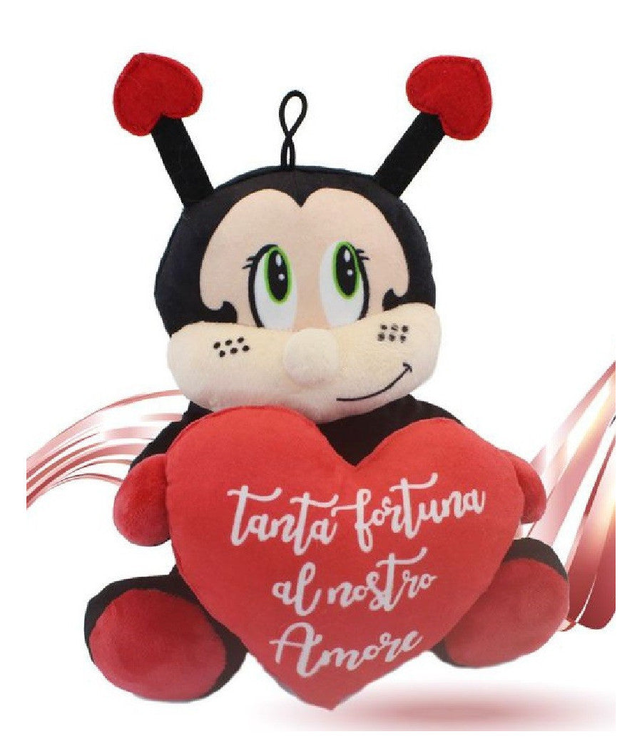 Peluche Coccinella Con Cuore 22 Cm Porta Fortuna San Valentino Con Laccio 95363         