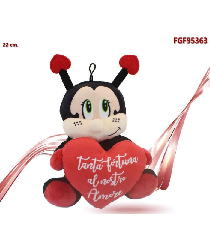 Peluche Coccinella Con Cuore 22 Cm Porta Fortuna San Valentino Con Laccio 95363         