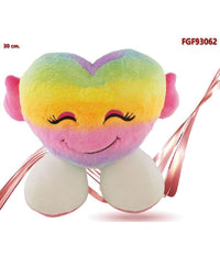 Peluche Forma Cuore Con Piedi Multicolor 30cm Regalo San Valentino Pupazzo 93062         