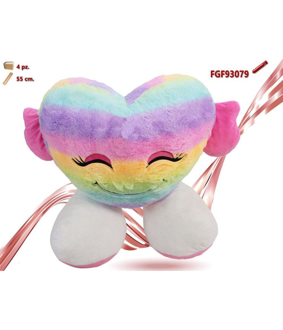 Peluche Forma Cuore Con Piedi Multicolor Pupazzo 55cm Regalo San Valentino 93079         