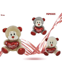 Peluche Orsetto Con Cuore Scritta Love Lamè 16 Cm San Valentino 3 Col.ass. 93635         