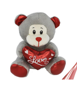Peluche Orsetto Con Cuore Scritta Love Lamè 16 Cm San Valentino 3 Col.ass. 93635         