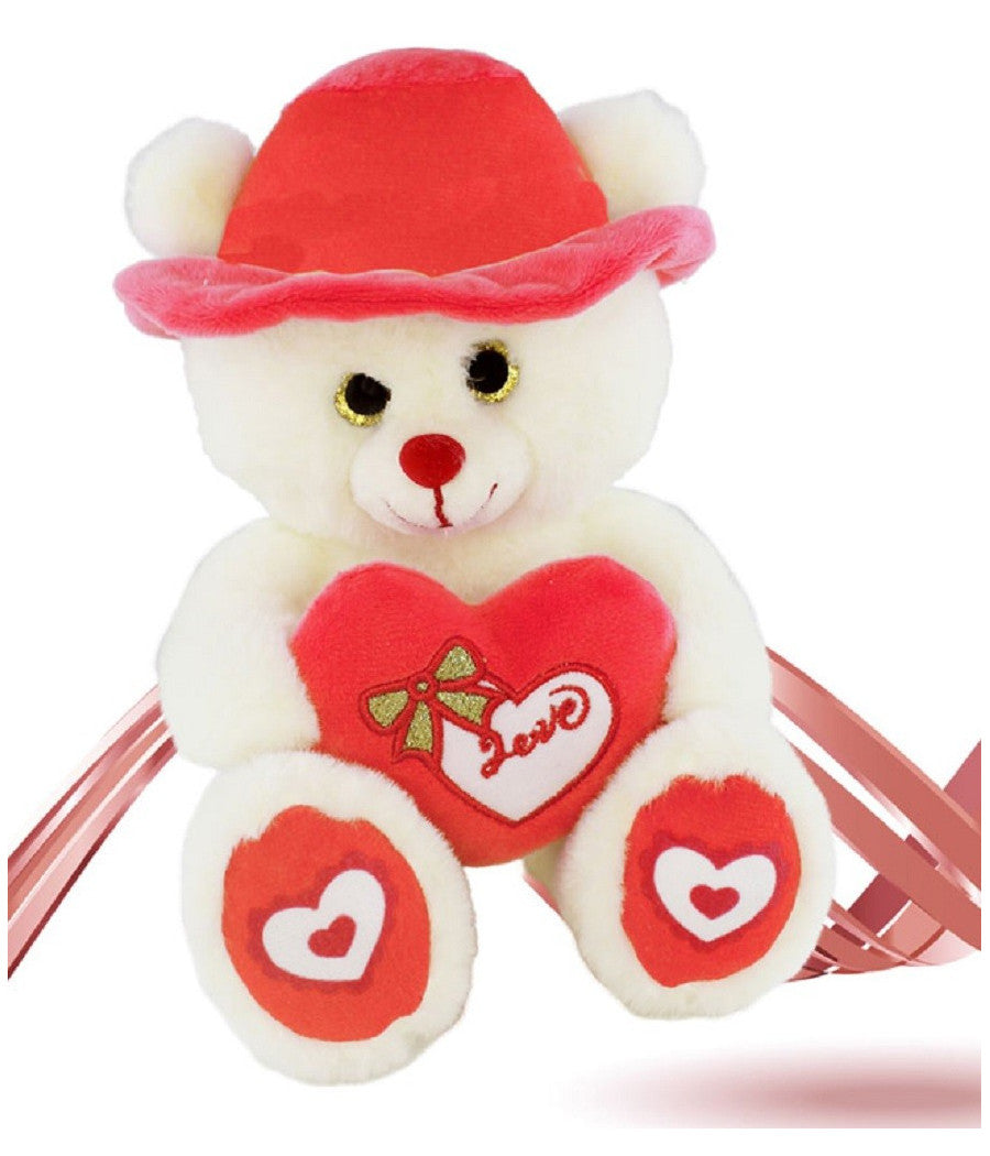 Peluche Orso Con Cappello Cuore Rosso 22 Cm Pupazzo Regalo San Valentino 92409         