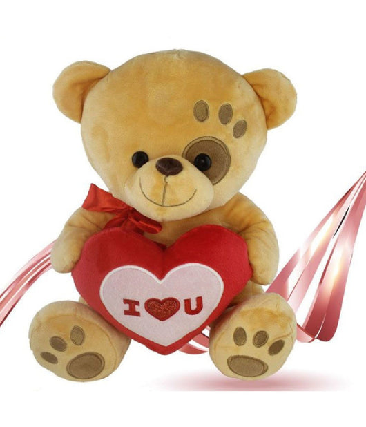 Peluche Orso Con Cuore Fiocco Rosso Impronta Su Occhio 30cm San Valentino 93772         