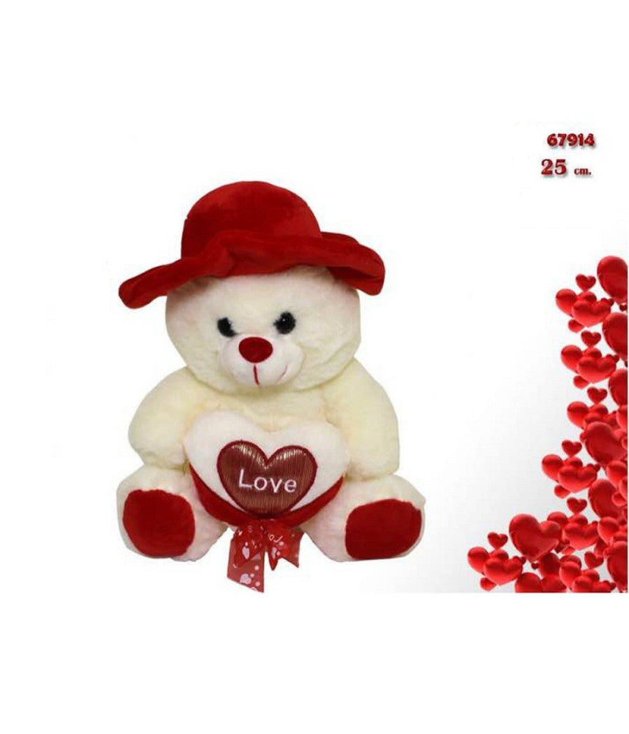 Peluche Orso Con Cuore Love Cappello Pupazzo Idea Regalo San Valentino 25cm 67914         