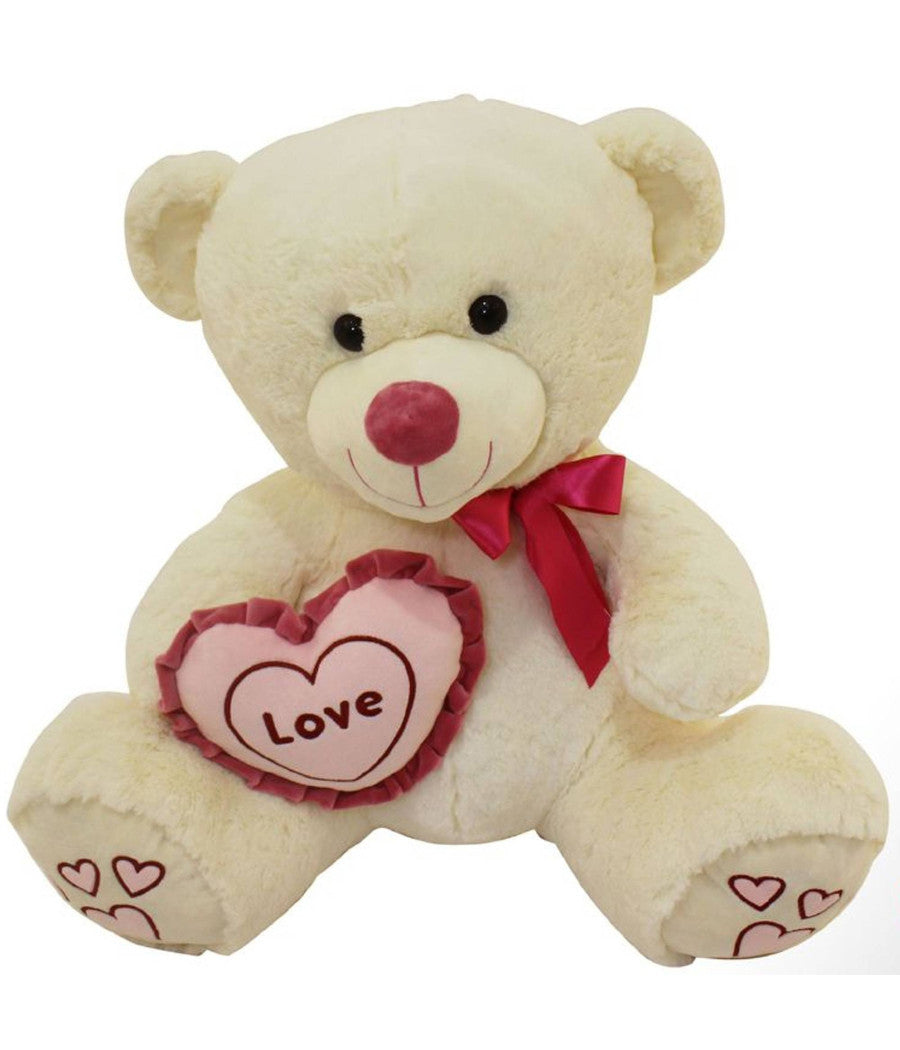Peluche Orso Con Cuorel 55cm Pupazzo Bambini Orsacchiotto Morbido San Valentino         