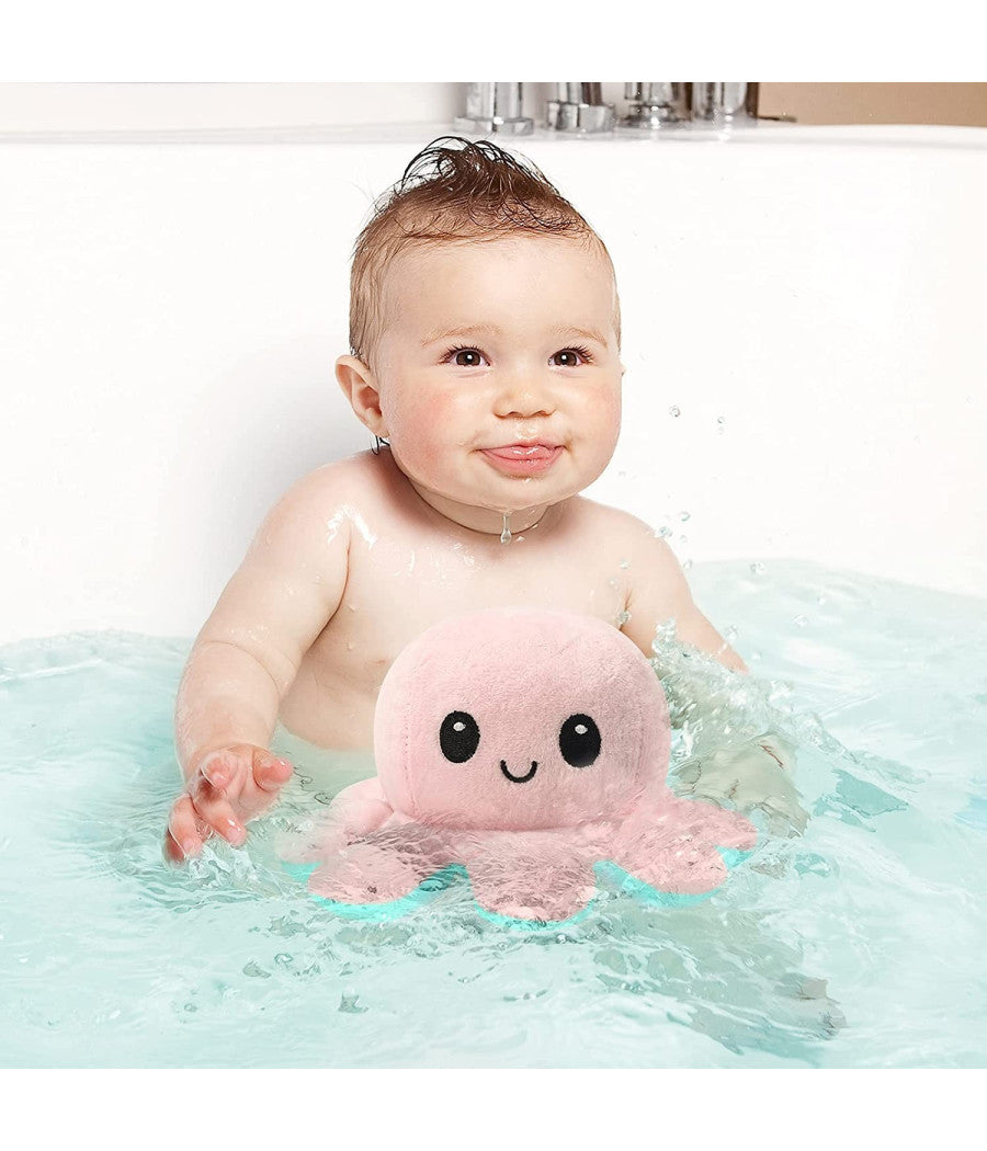 Peluche Polpo Reversibile Sorridente Giocattolo Polipetto Faccia Triste Felice         