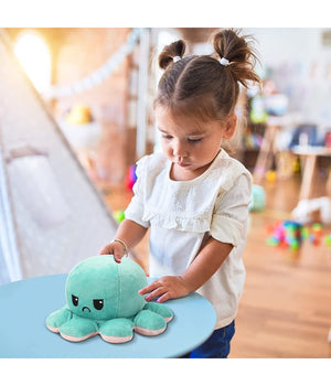 Peluche Polpo Reversibile Sorridente Giocattolo Polipetto Faccia Triste Felice         