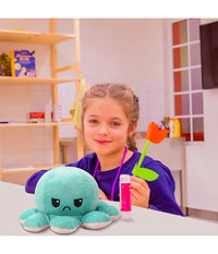 Peluche Polpo Reversibile Sorridente Giocattolo Polipetto Faccia Triste Felice         