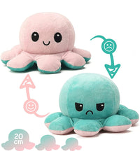 Peluche Polpo Reversibile Sorridente Giocattolo Polipetto Faccia Triste Felice         