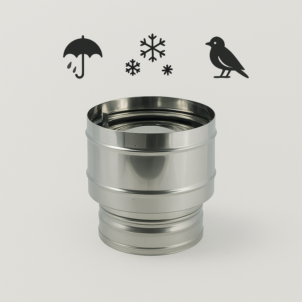 Fumaiolo 4 venti base tonda in acciaio inox diametro 80 mm camini stufe