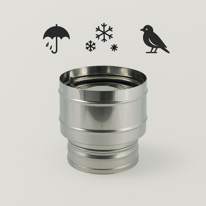 Fumaiolo 4 venti base tonda in acciaio inox diametro 80 mm camini stufe