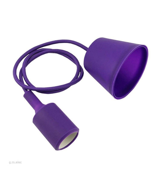 Pendente A Soffitto Lampadario Lampada Moderno Cavo In Tessuto 1m Colore  Viola       