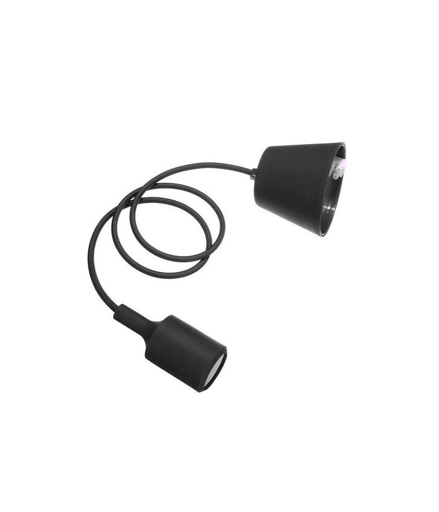 Pendente A Soffitto Lampadario Lampada Moderno Cavo In Tessuto 1m Colore  Nero       