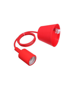 Pendente A Soffitto Lampadario Lampada Moderno Cavo In Tessuto 1m Colore  Rosso       