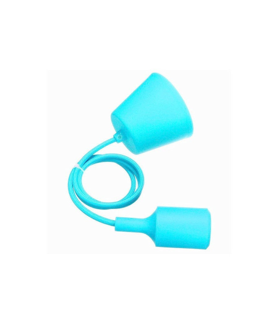 Pendente A Soffitto Lampadario Lampada Moderno Cavo In Tessuto 1m Colore  Azzurro       