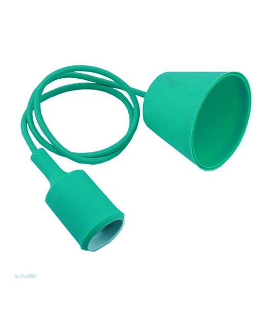 Pendente A Soffitto Lampadario Lampada Moderno Cavo In Tessuto 1m Colore  Verde       