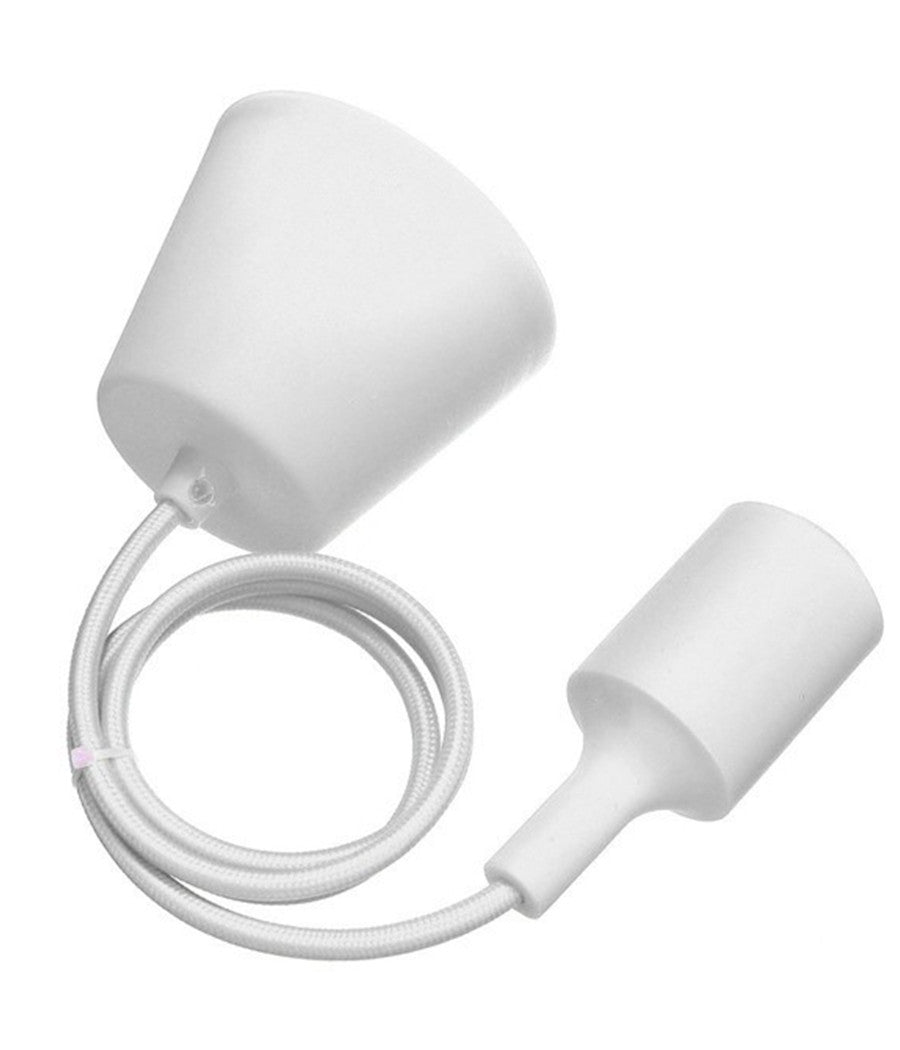 Pendente Bianco Rivestito A Soffitto Portalampada Lampada Moderno Design E27         