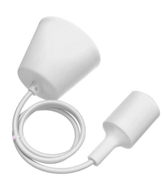 Pendente Bianco Rivestito A Soffitto Portalampada Lampada Moderno Design E27         