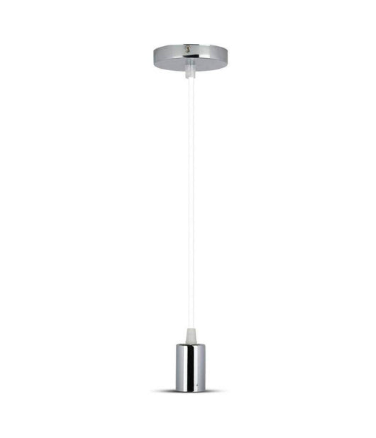 Pendente In Acciaio Bianco A Soffitto Cromato Portalampada Lampada Moderno Design         